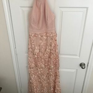 Adrianna Papell Mock Neck Tulle Petal Embroidery